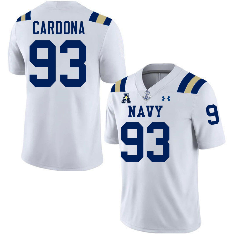 Navy Midshipmen #93 Joe Cardona College Football Jerseys Stitched-White